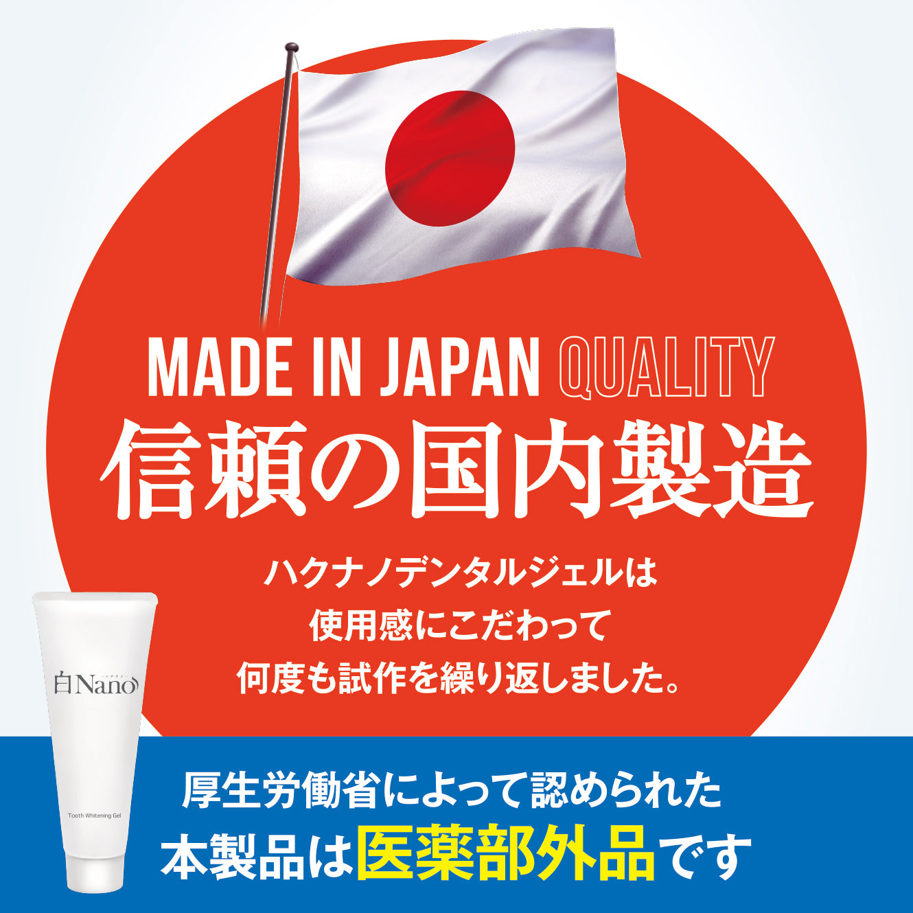 ホワイトニング 歯磨きジェル 白Nano(ハクナノ) 歯を白くする薬用はみがき メディカルペースト 医薬部外品 120g